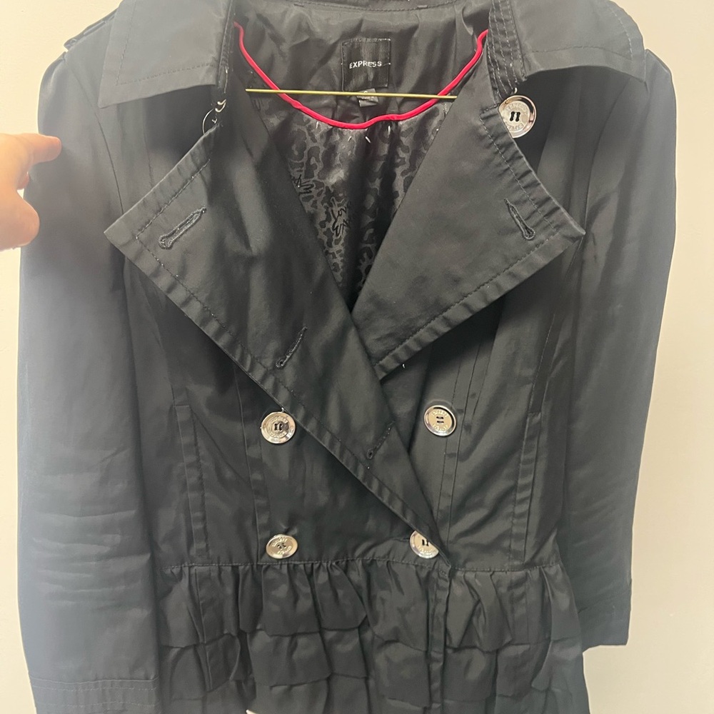 Express Black Double-Breasted Trench Coat
